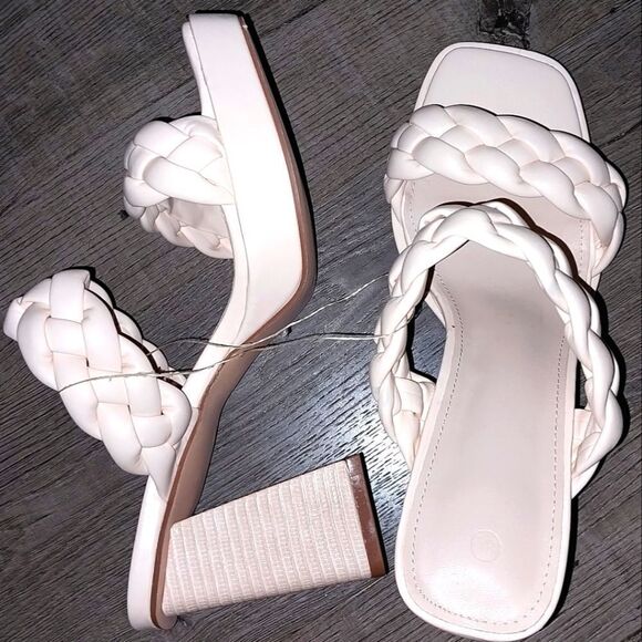 Super cute Apricot 2 braid band sandle heels sz 8.5 - Picture 7 of 8